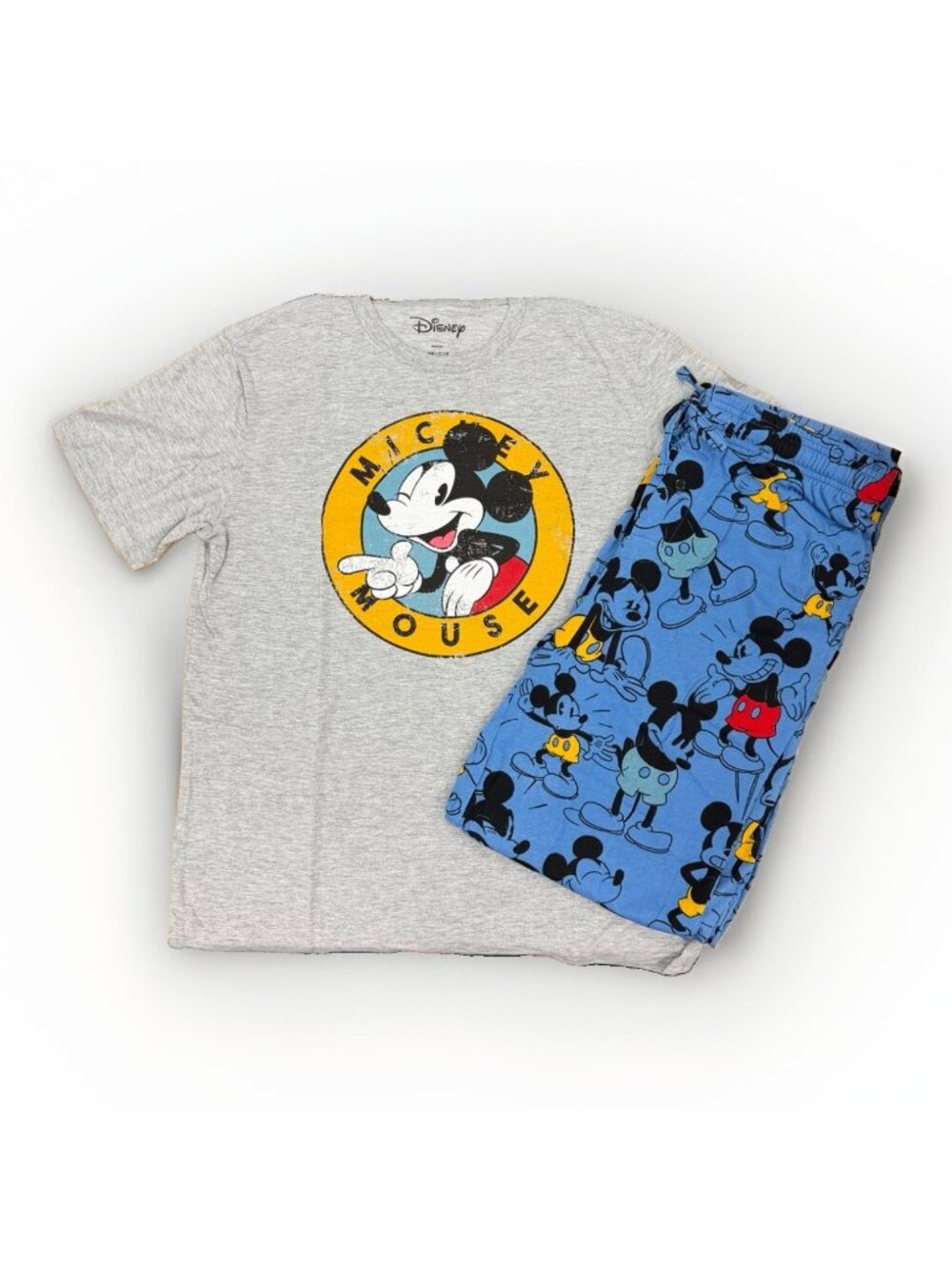 Disney Mickey Mouse Pajama Set size S Small Men's Gray T-Shirt &Pants Gift Set